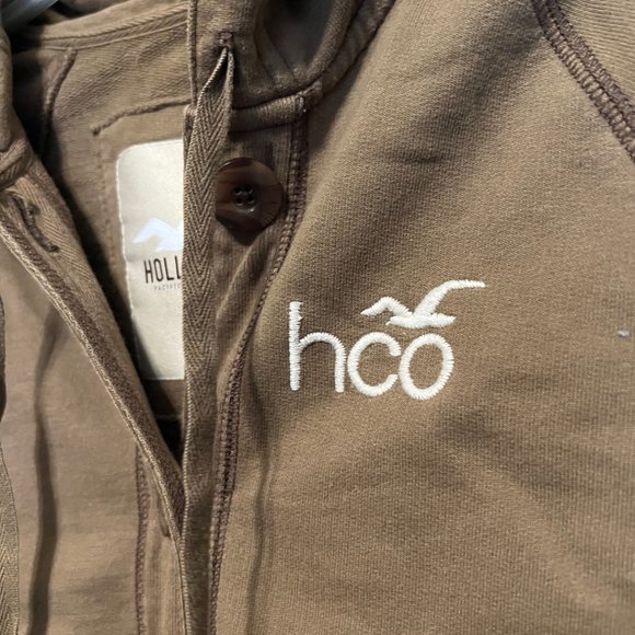 Hollister-Cotton Cropped Jacket- Juniors Large-Hooded Sweatshirt Drawstring - Picture 7 of 11